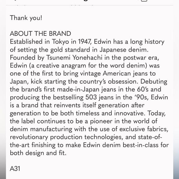 NWT EDWIN Women’s Jeans Anthropologie Anderson Ankle Spice Brown - Size 26 - Picture 5 of 7